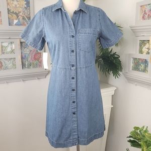 Madewell Dress Denim Chambray Button Front Classic Medium